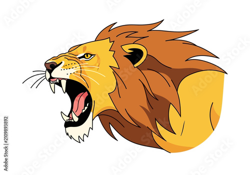 Konstfotografi Roaring Lion Cartoon Illustration Closeup.