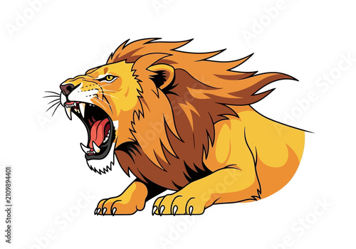 Obraz na plátně Cartoon Lion Roaring Anger Expression.