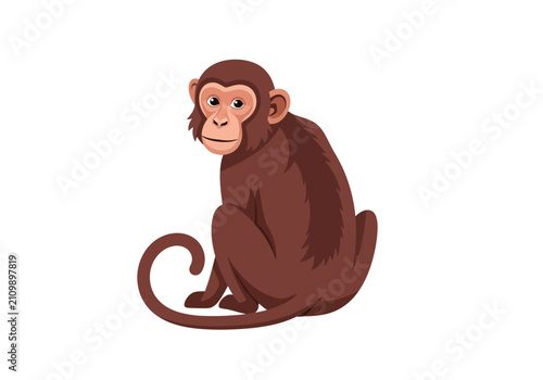 Brown monkey sitting on ground.