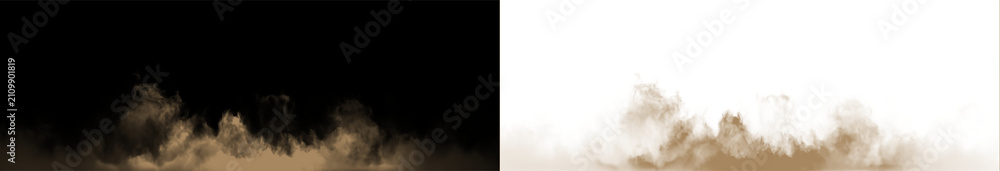Fototapeta premium Brown smoke rises on a transparent background creating a visual effect for various design uses
