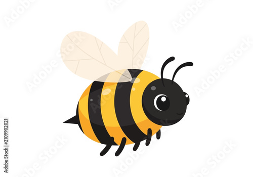 Принти на полотні Cartoon Bee Illustration with Yellow and Black Stripes.