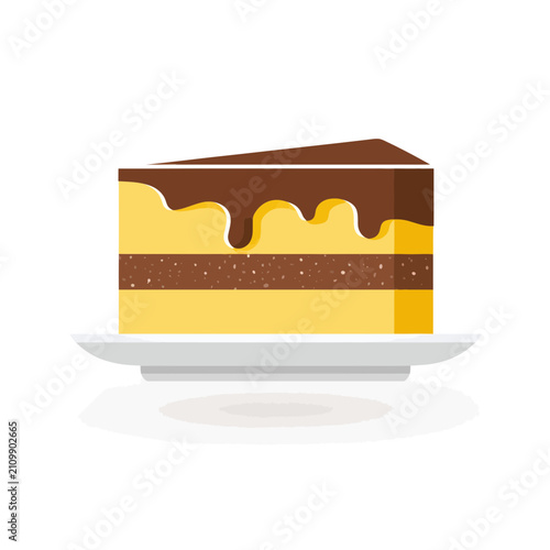 Canvastavla A slice of chocolate cake on a plate