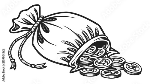 Vector illustration of a sack full of gold coins