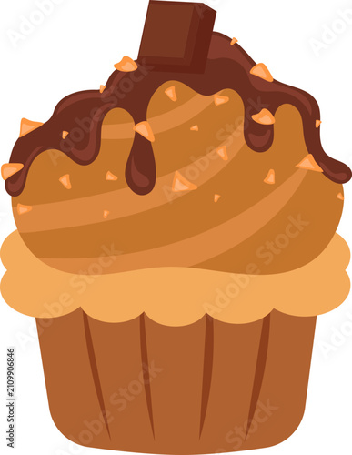 Delicious chocolate cupcake with rich frosting and crunchy nut toppings, a sweet treat for any occasion.