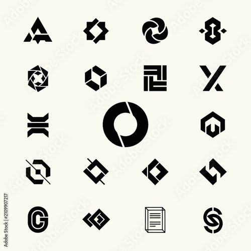 Abstract Geometric Logo Icons Set - Modern Minimalist Symbols Collection