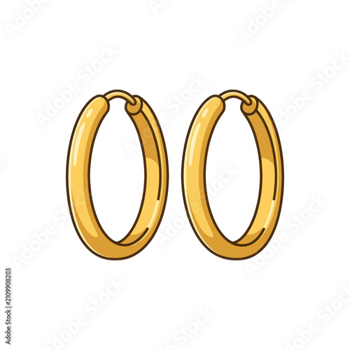 Golden hoop earrings on white background.