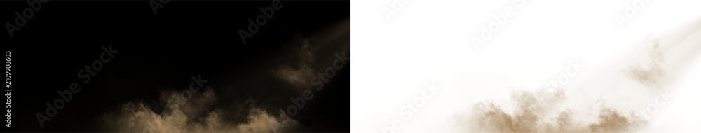Fototapeta premium Brown smoke on a transparent background creates a dynamic visual effect during an art project or design work