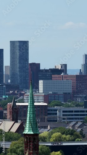 An Arc Shot Moving From Right To Left Across Gorton Monastery Steeple