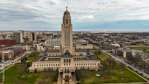 Lincoln Skyline, Nebraska, USA – Nebraska State Capitol and Historic Downtown Urban Landscape