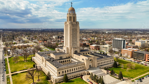 Lincoln Skyline, Nebraska, USA – Nebraska State Capitol and Historic Downtown Urban Landscape