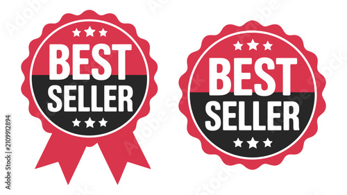 Cuadro en lienzo Best seller badge vector illustration featuring red and black circular badge des