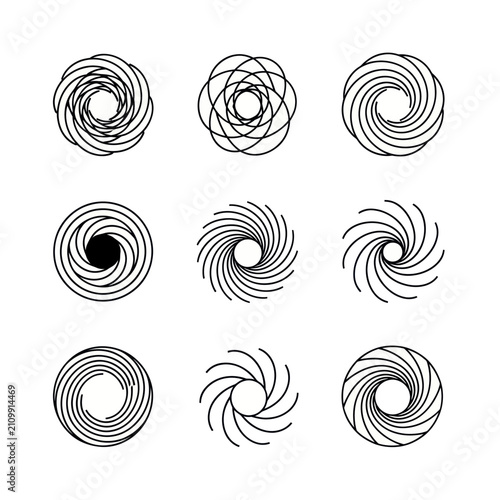 Abstract Swirls and Spirals Vector Graphics Set