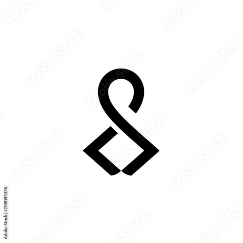 Abstract symbol logo, modern geometric design, minimalist icon, elegant shape, black on white