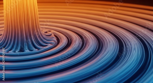 Abstract 3d render featuring flowing liquid ripples with vibrant orange and blue set. containing and more. solid collection