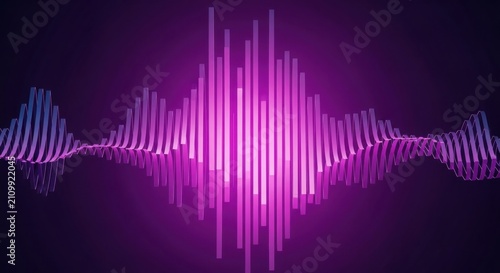 Abstract digital sound wave visualization with glowing purple vertical bars set. containing and more. solid collection