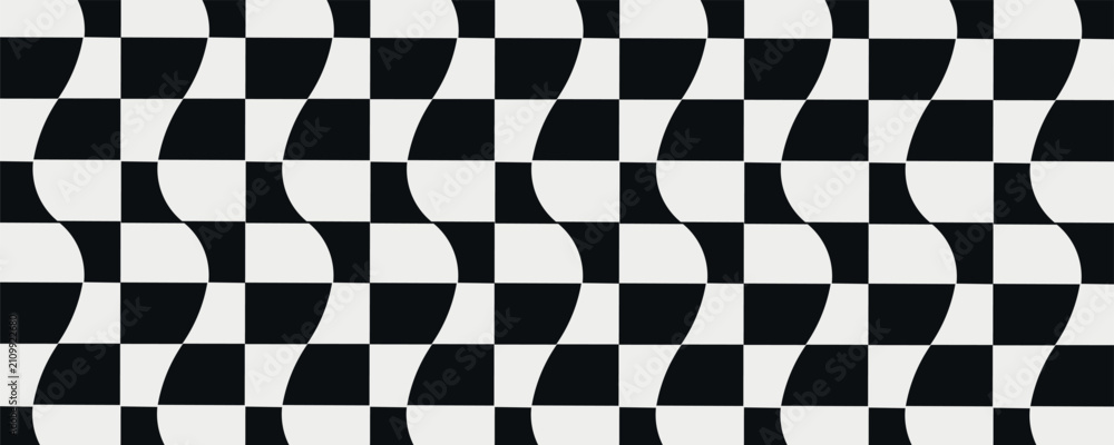 Obraz premium Checkered wavy seamless pattern. Vector print for surface application.