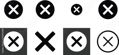 Photos Close delete cross mark icon set vector illustration featuring cancel reject wro