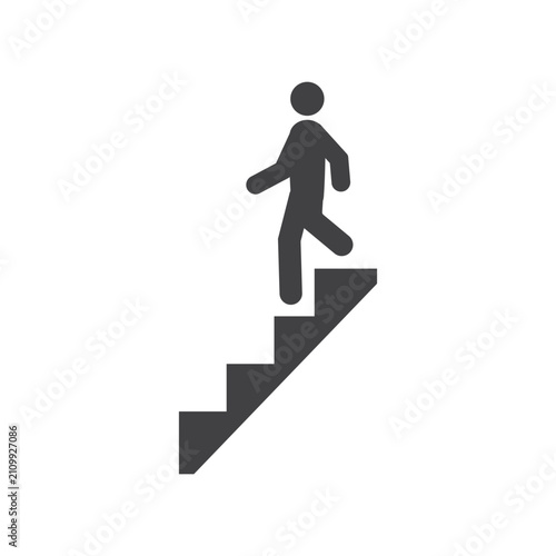 Flat vector icon of a stairs down  sign indicating the floor below.