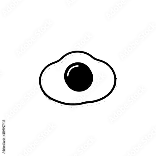 Minimalist vector illustration of a sunny side up fried egg icon isolated on white background.