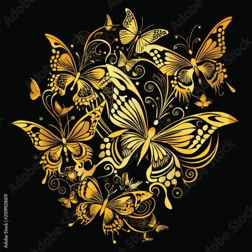 Fotografi Vintage butterfly collection poster, antique lepidoptera scientific illustration