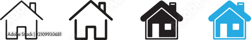 Home icon. House symbol. Residential sign. Building pictogram for real estate, property, housing, navigation and user interface design.