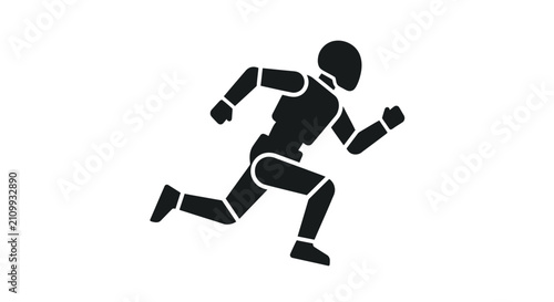 Konstfotografi Robot runner sprints across the ground to showcase the high-speed mobility and physical performance of advanced humanoid mechanical systems