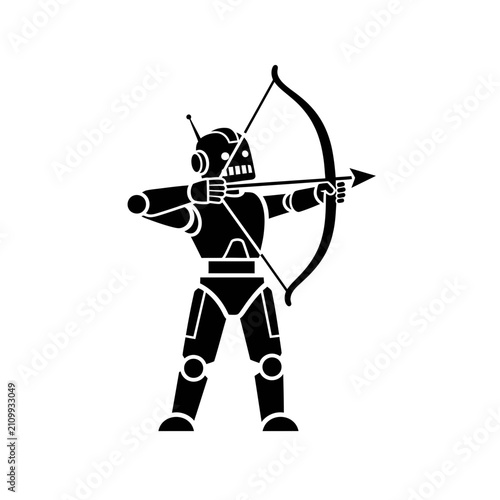 Robot archer aiming a bow and arrow demonstrates the fusion of precision engineering and ancient sporting traditions.