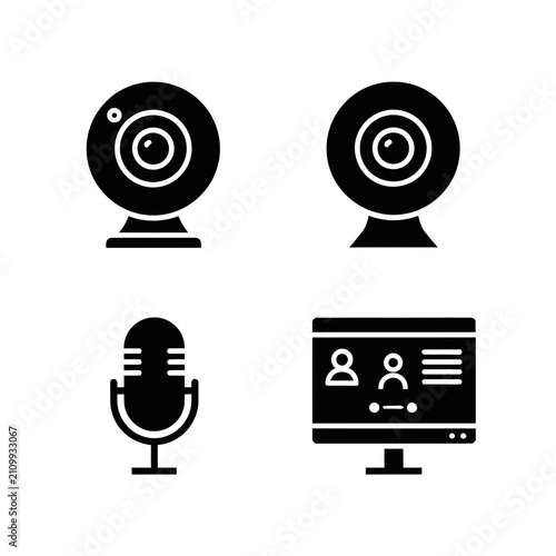 Video conferencing equipment including webcams and microphones facilitates remote communication and professional virtual meeting environments.