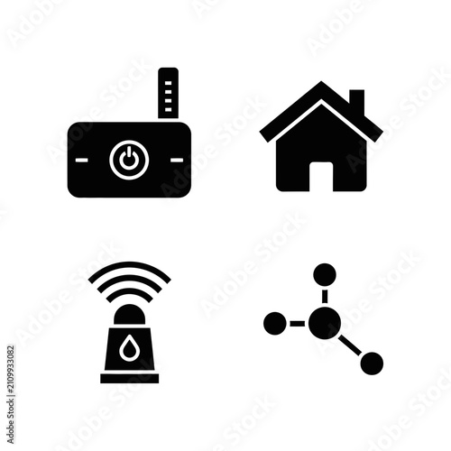 Smart home devices and wireless connectivity icons represent modern household automation and digital infrastructure solutions.