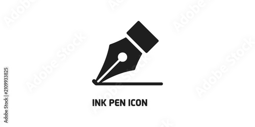 Photos Black ink fountain pen nib icon drawing a line