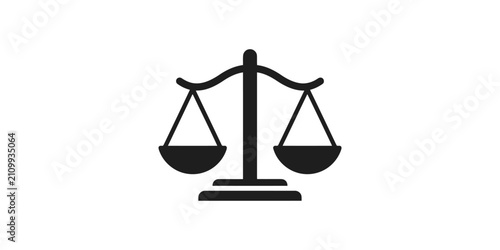 Black scale of justice icon representing law and legal balance