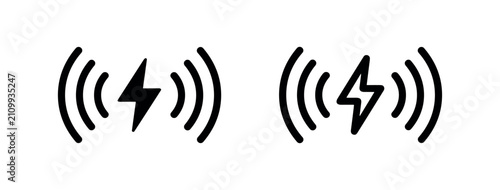 Fotografía Wireless charging or strong signal icon with lightning bolt and radio waves, symbolizing modern technology and connectivity