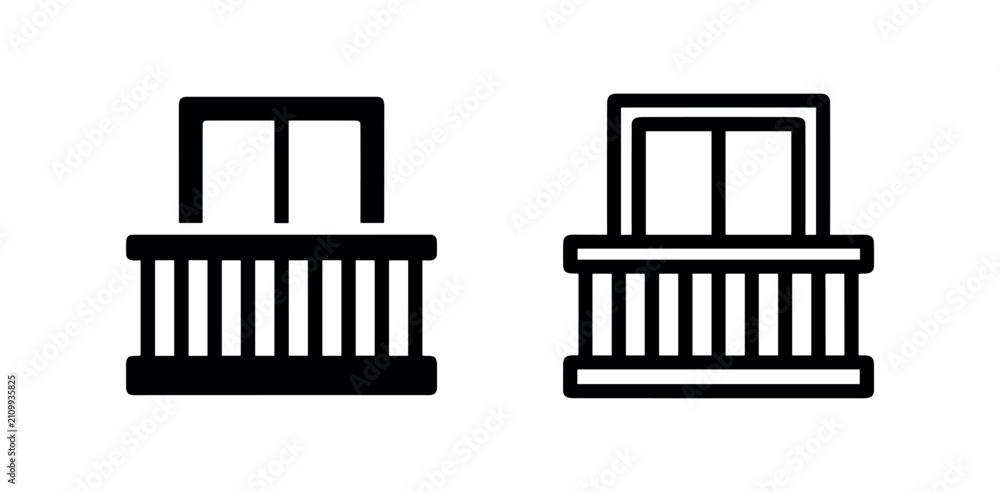 Obraz premium Building Balcony Icon Set