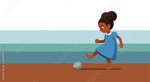 Child playing with ball on a beach with colorful layers