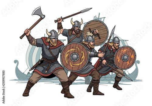 Viking Warriors in Battle Ready Pose.