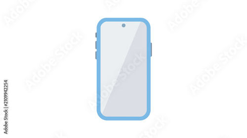 Fotografía Cartoon style blue smartphone illustration with blank screen, mobile phone devic