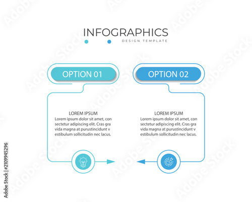 Business infographic template. 2 Step timeline journey. Process diagram, 2 options, Infographic elements vector illustration.