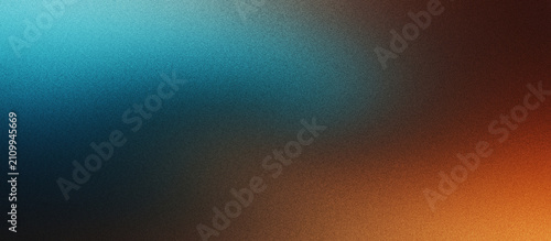 Cuadro en lienzo Grainy noisy texture brown orange blue poster background, dark moody teal turquo
