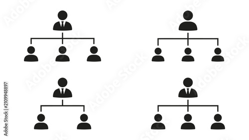 Фотография Organizational hierarchy diagrams with different team structures shown clearly