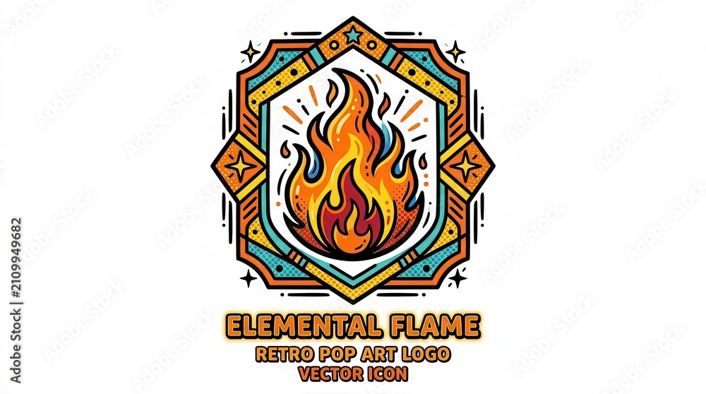 Obraz premium elemental flame retro pop art logo