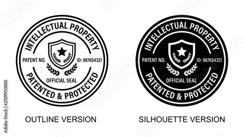 Bild auf Leinwand Intellectual Property Official Seals: Two official seal designs for intellectual property, one outline and one silhouette