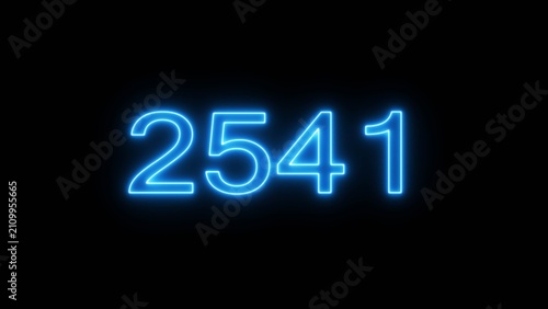 фотографія Neon blue digital countdown number two thousand five hundred forty one on black background