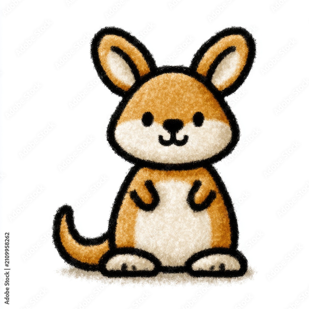 Fototapeta premium Cute kangaroo doodle illustration