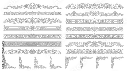 Vintage Ornate Flourish Borders and Corners - Vector Ornaments