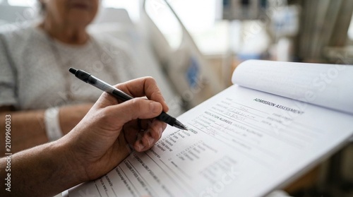 Nurse Asking a Patient About Known Allergies While Completing an Admission Assessment Form