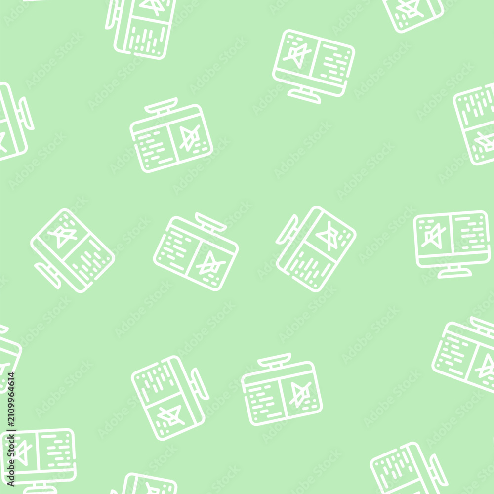Fototapeta premium lack of sound video conference line seamless pattern lack of sound video conference thin line illustration