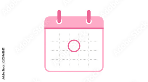 Pink Calendar Icon with Dotted Grid and Circle Highlight