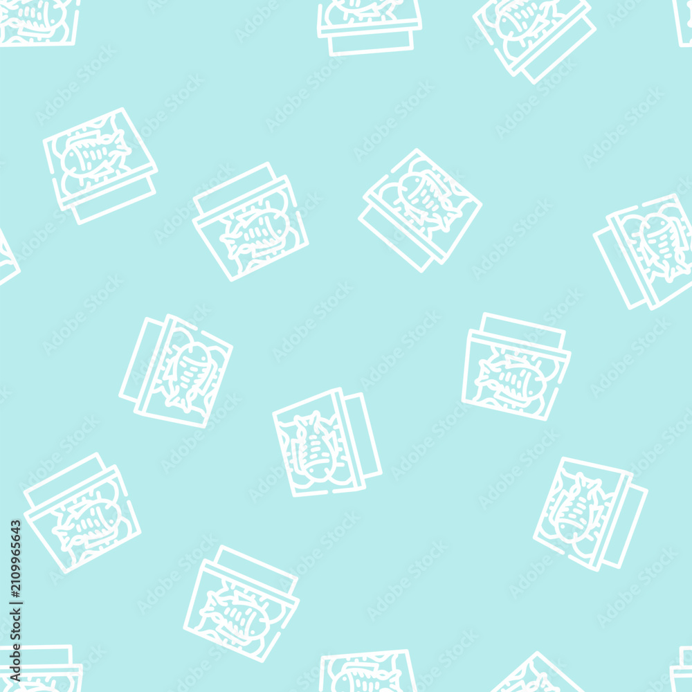 Fototapeta premium showcase with fish line seamless pattern showcase with fish thin line illustration