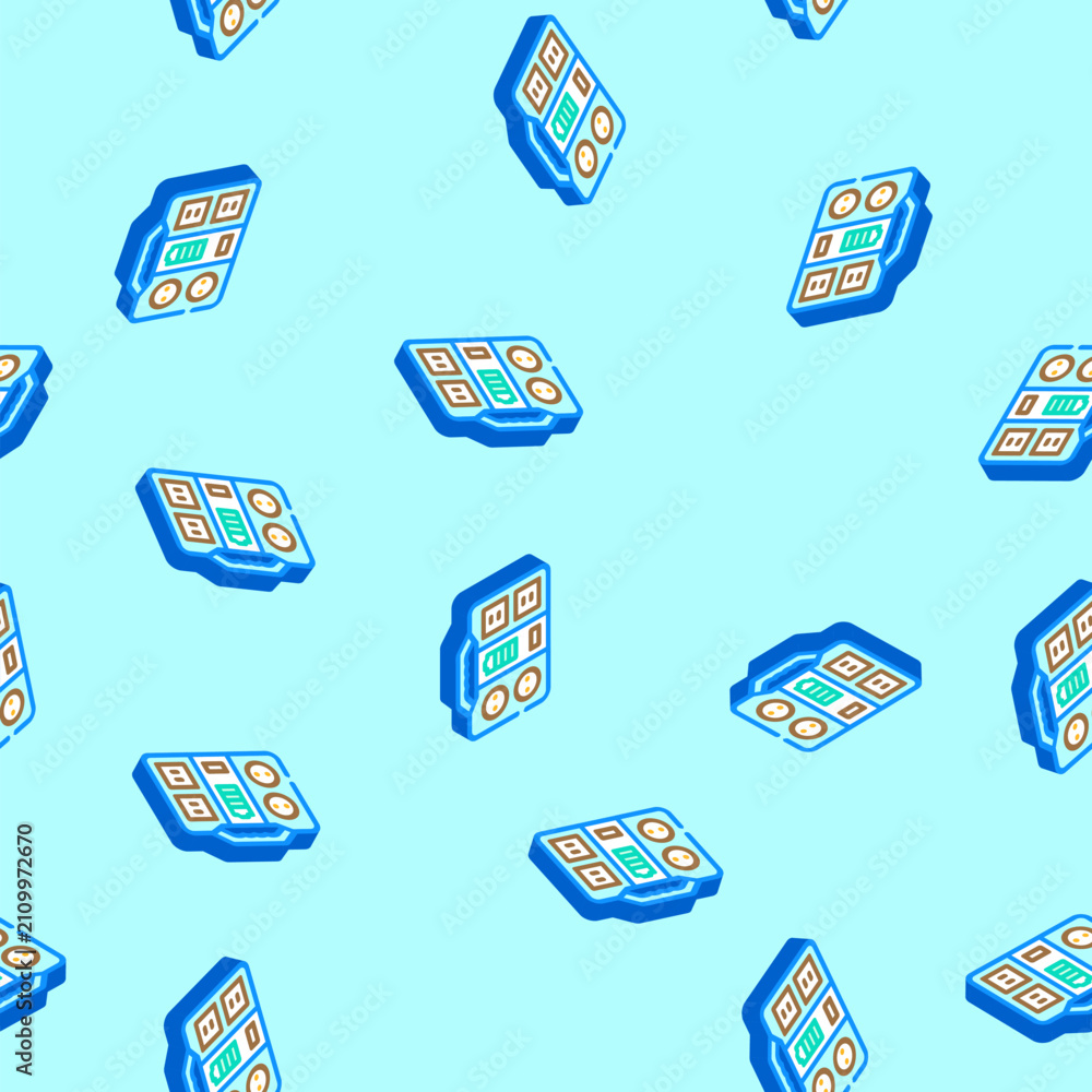 Fototapeta premium portable power isometric seamless pattern. portable power sign illustration
