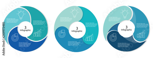 Fotografie Circle Venn diagram infographic icon set
